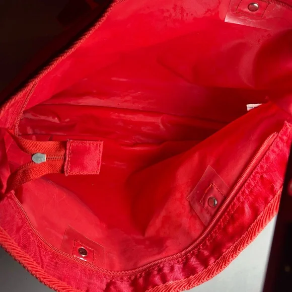 Vintage 80s Snoopy Peanuts Red Nylon Tote Bag - Woodstock - Rare Zipper Pull - Picture 5 of 9